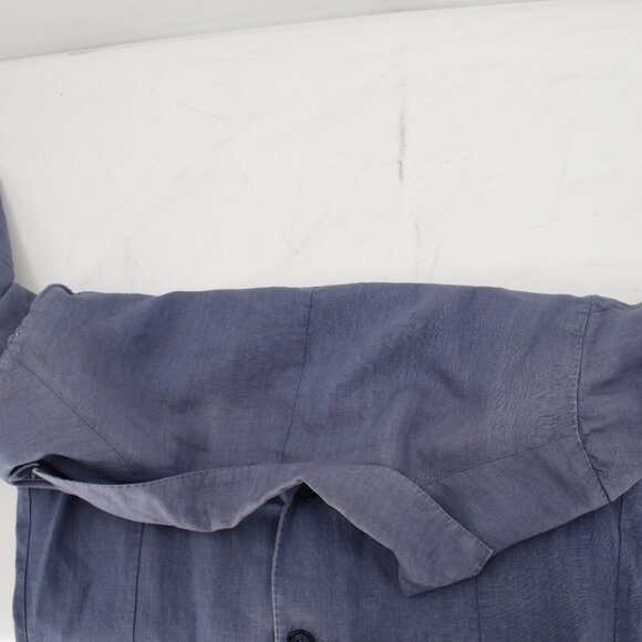 120% Lino Sports Coat medium linen Blue Unstructured notch lightweight blazer - Picture 12 of 16